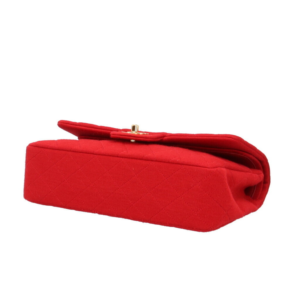 CHANEL W Flap Matelasse Shoulder Bag Cotton Red Women's - Picture 5 of 9